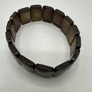 Stretch Gemstone Tiger Eye Bracelet Costume Jewelry Rectangular Bead Nature Boho